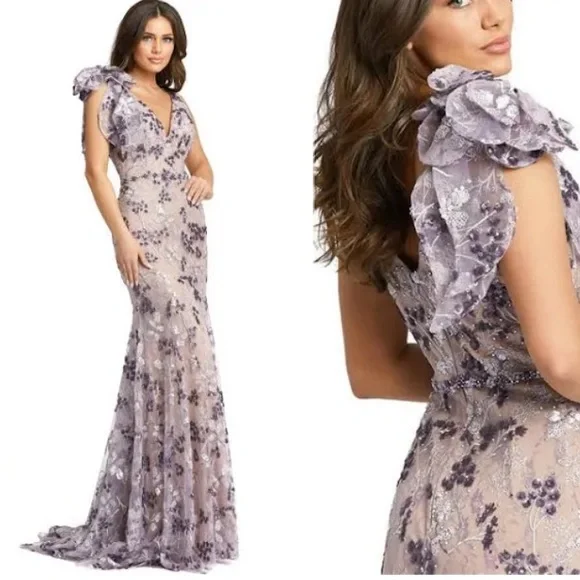 New women Sz 14 Beaded sophisticated gown - Picture 3 of 13